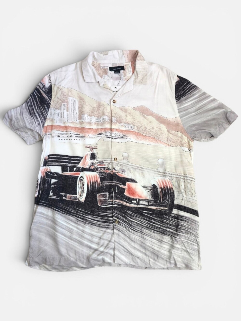 Cotton On NWT Men’s Pit Stop Race Track Short Sleeve Button-Up Shirt